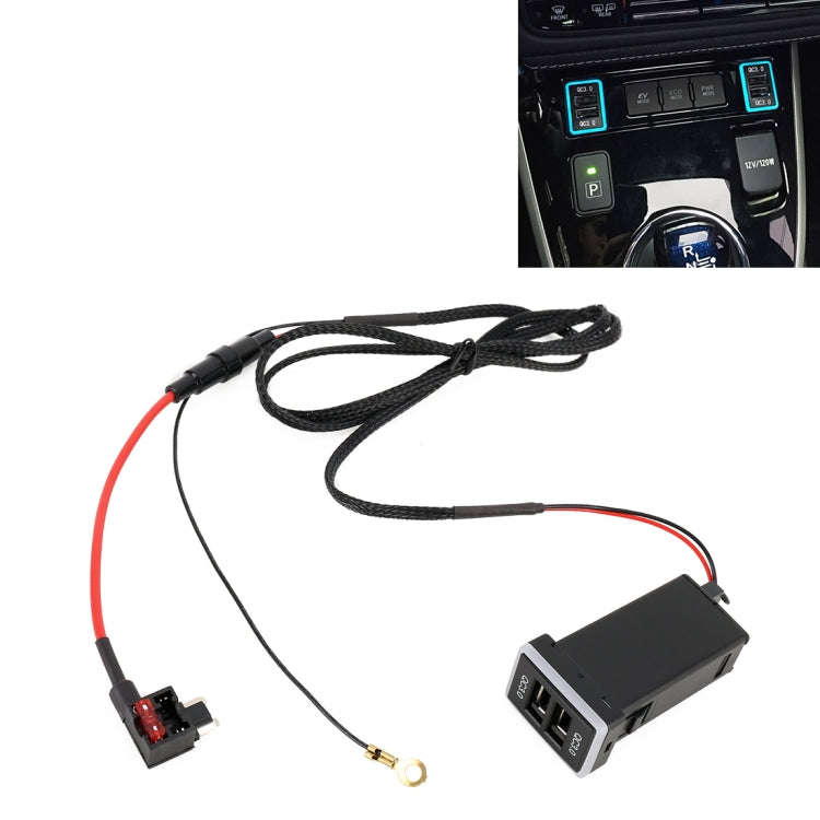 Car QC3.0 Fast Charge USB Interface Modification Charger for Toyota, Fuse to Take Power(Ice Blue ...