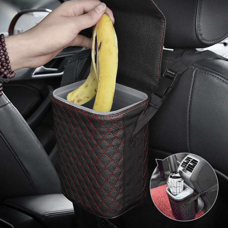Car Back Seat Hook Garbage Can Car Storage Box (Black)