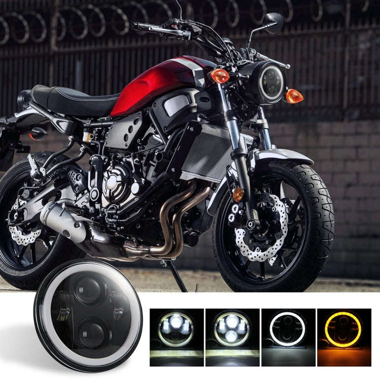 EagleVision DC9-30V 35W 6000K 4000LM 5.75 inch Round Motorcycle LED Headlight with Angel Eye for ...