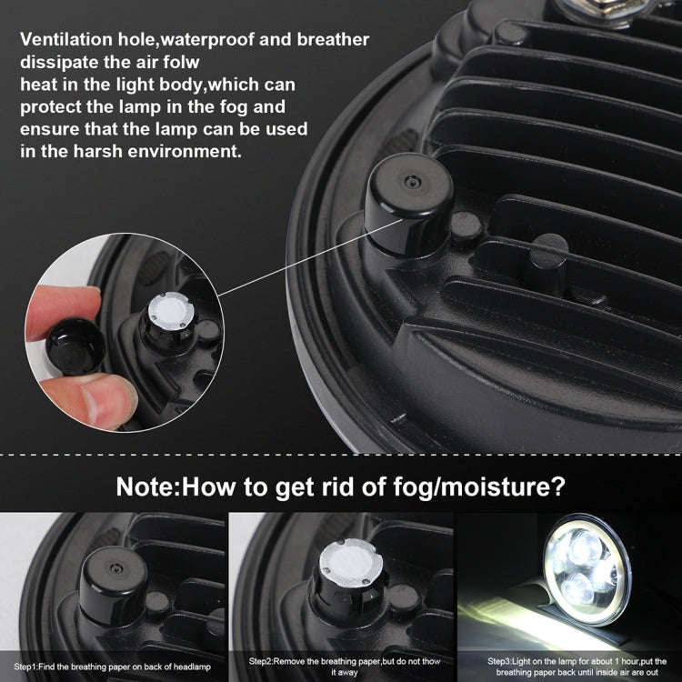 EagleVision DC9-30V 35W 6000K 4000LM 5.75 inch Round Motorcycle LED Headlight with Angel Eye for ...
