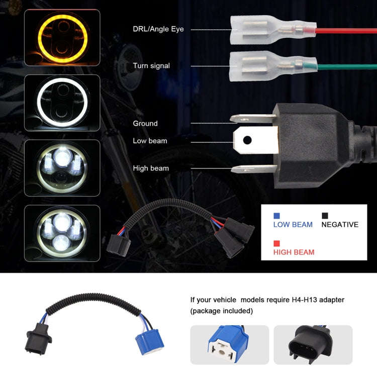EagleVision DC9-30V 35W 6000K 4000LM 5.75 inch Round Motorcycle LED Headlight with Angel Eye for ...
