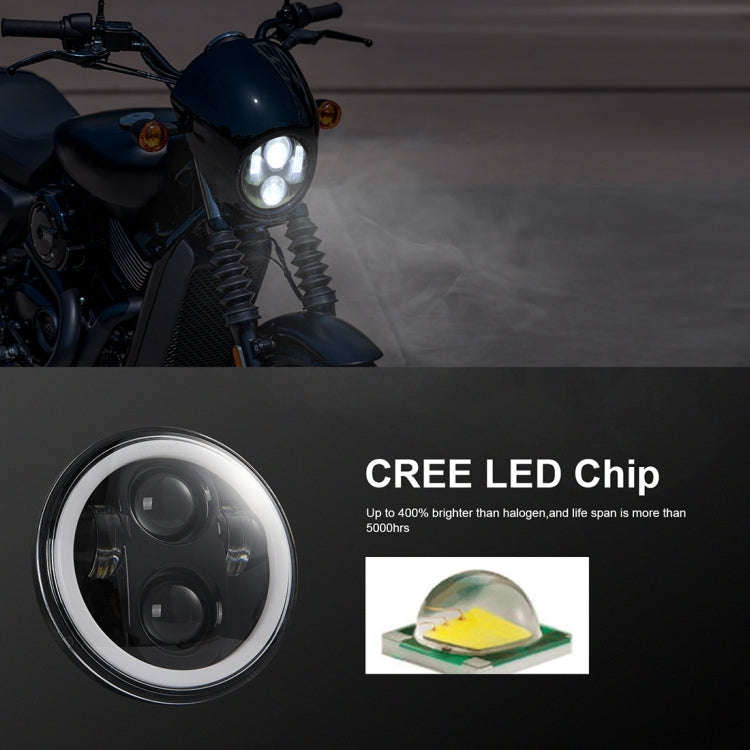 EagleVision DC9-30V 35W 6000K 4000LM 5.75 inch Round Motorcycle LED Headlight with Angel Eye for ...