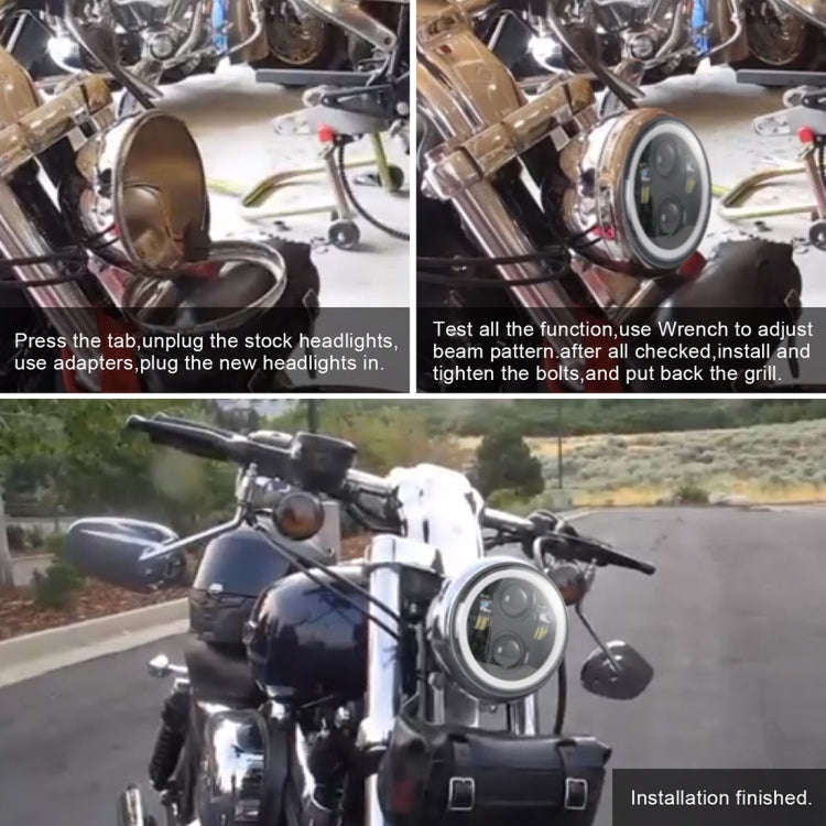 EagleVision DC9-30V 35W 6000K 4000LM 5.75 inch Round Motorcycle LED Headlight with Angel Eye for ...