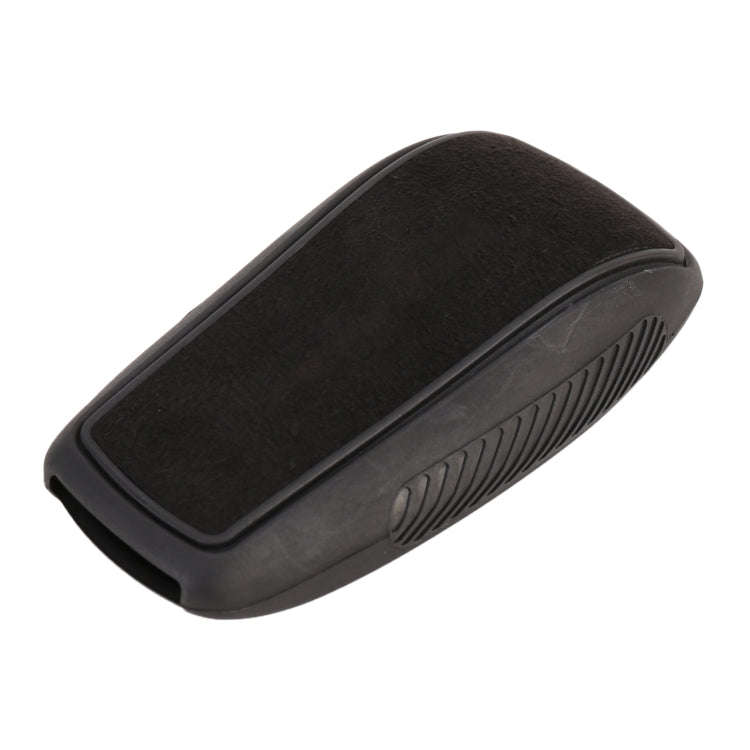 Car Flocking Plastic Square-shaped Key Protective Cover Two Buttons for Mercedes-Benz (Black)