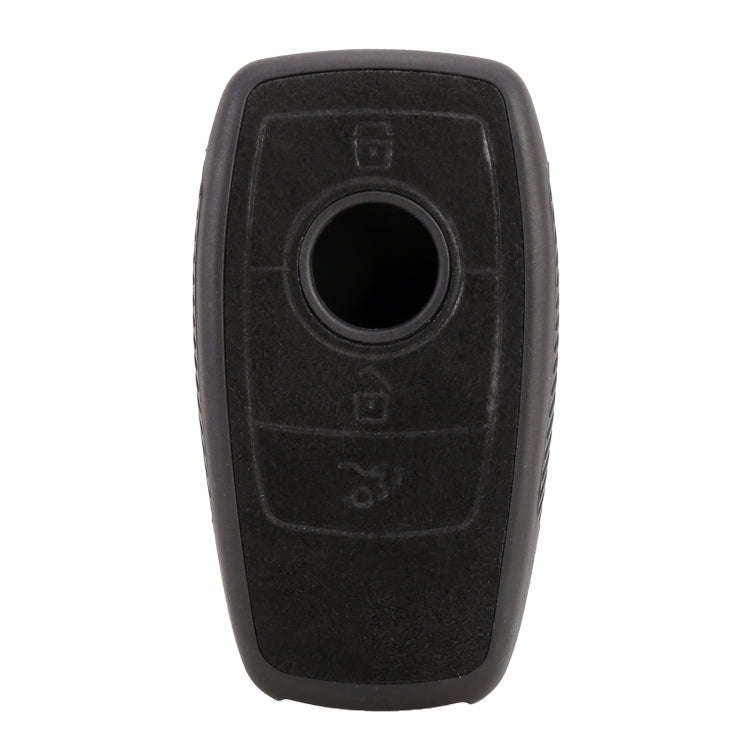 Car Flocking Plastic Square-shaped Key Protective Cover Two Buttons for Mercedes-Benz (Black)