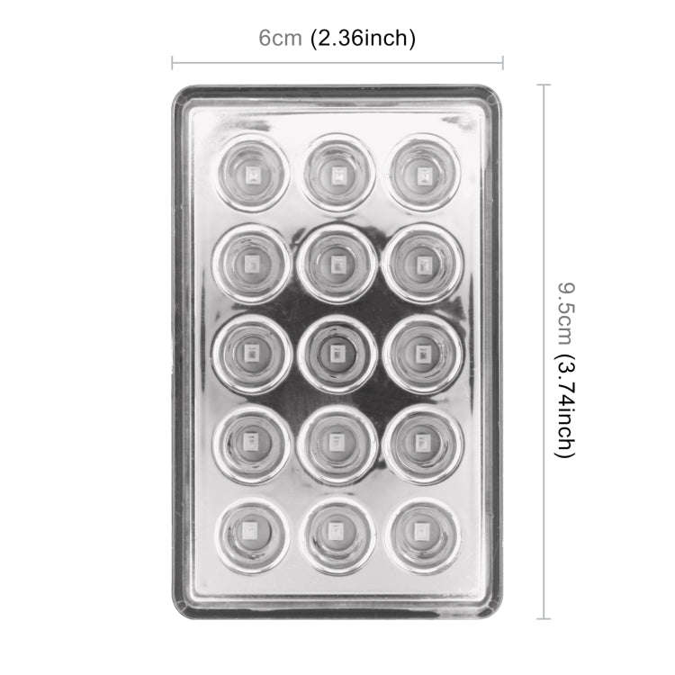 DC12V 1W Car Square Highlight Brake Lights Reversing Light with 15LEDs SMD-3528 (Transparent)