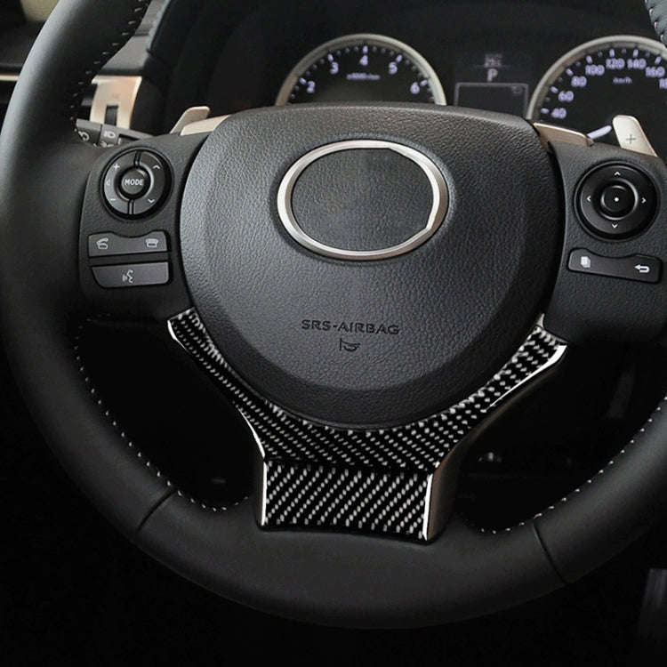 Car Carbon Fiber Steering Wheel Decorative Sticker for Lexus IS250 2013-, Left Drive