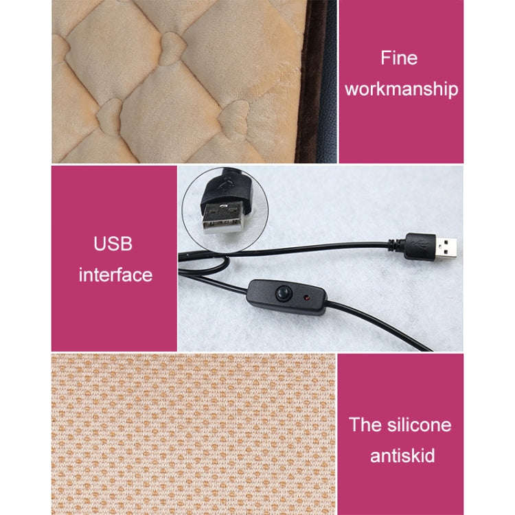 Car USB Seat Heater Cushion Warmer Cover Winter Heated Warm Mat, Style: Square (Coffee)
