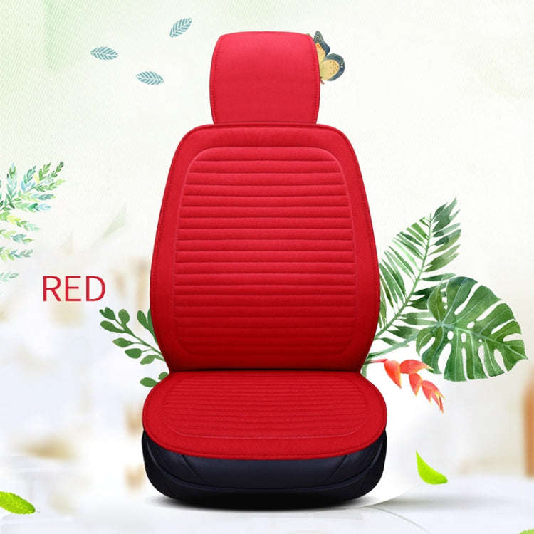 Car Four Seasons Linen Fabric Front Seat Cushion (Red)