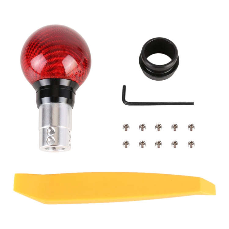 Universal Car Pressable Telescopic Carbon Fiber Gear Head Gear Shift Knob, Length: 9.5cm (Red)
