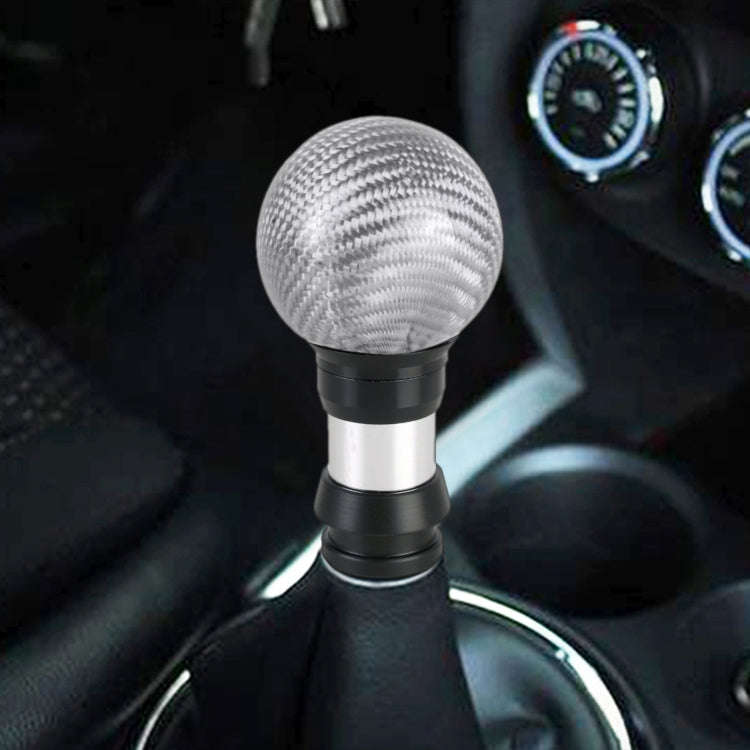 Universal Car Pressable Telescopic Carbon Fiber Gear Head Gear Shift Knob, Length: 9.5cm (Silver)