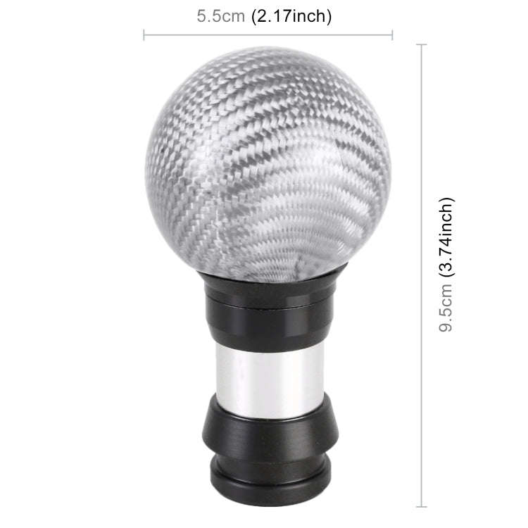 Universal Car Pressable Telescopic Carbon Fiber Gear Head Gear Shift Knob, Length: 9.5cm (Silver)