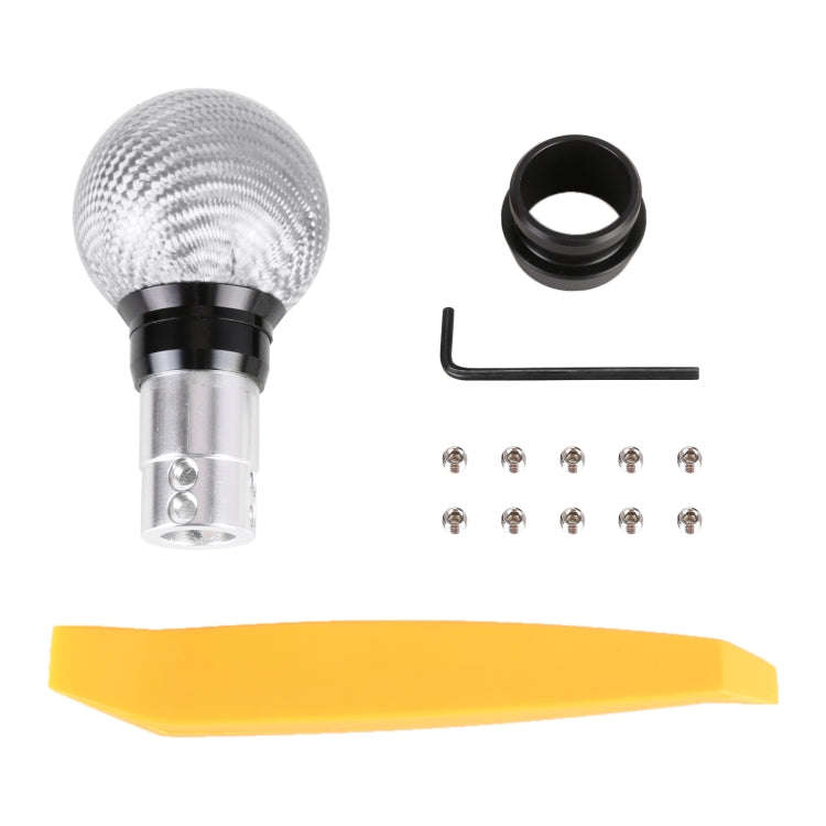 Universal Car Pressable Telescopic Carbon Fiber Gear Head Gear Shift Knob, Length: 9.5cm (Silver)
