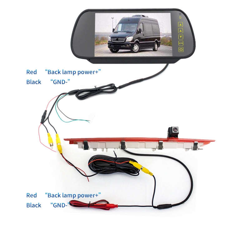 PZ468 Car Waterproof 170 Degree Brake Light View Camera + 7 inch Rearview Monitor for Mercedes-Be...