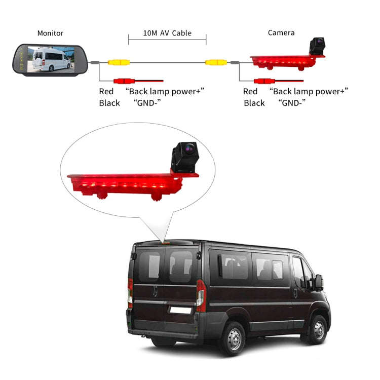 PZ470 Car Waterproof 170 Degree Brake Light View Camera + 7 inch Rearview Monitor for Volkswagen ...