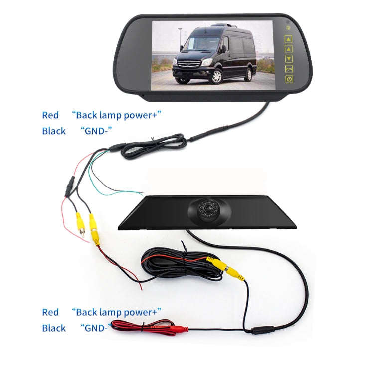 PZ474 Car Waterproof 170 Degree Brake Light View Camera + 7 inch Rearview Monitor for Iveco Daily...