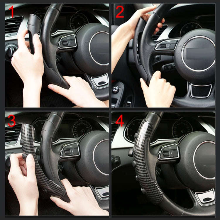 Car Steering Wheel Booster Wheel Spinner Knob Cover (Carbon Fiber Black)