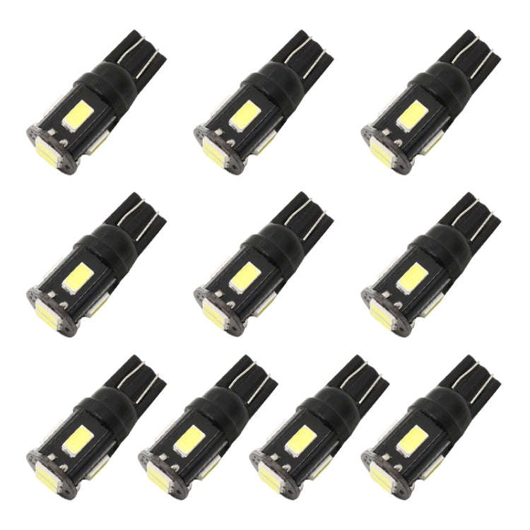 10 PCS T10 DC12V / 1.5W / 6000K / 80LM Car Decoding LED Clearance Lights with 6LEDs SMD-5630 Lamp...