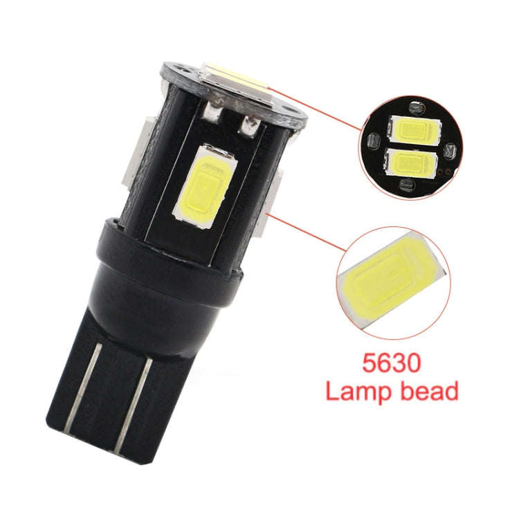 10 PCS T10 DC12V / 1.5W / 6000K / 80LM Car Decoding LED Clearance Lights with 6LEDs SMD-5630 Lamp...