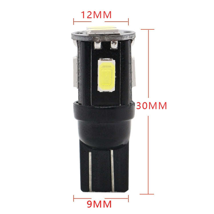 10 PCS T10 DC12V / 1.5W / 6000K / 80LM Car Decoding LED Clearance Lights with 6LEDs SMD-5630 Lamp...