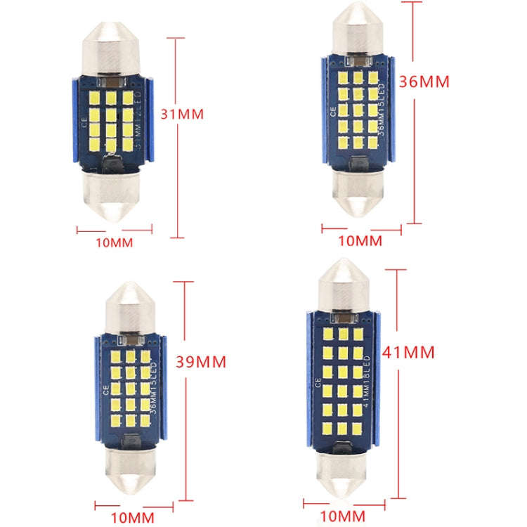 2pcs 31mm DC12-24V / 1W / 6000K / 60LM 12LEDs SMD Car Reading Lamp Dome Light