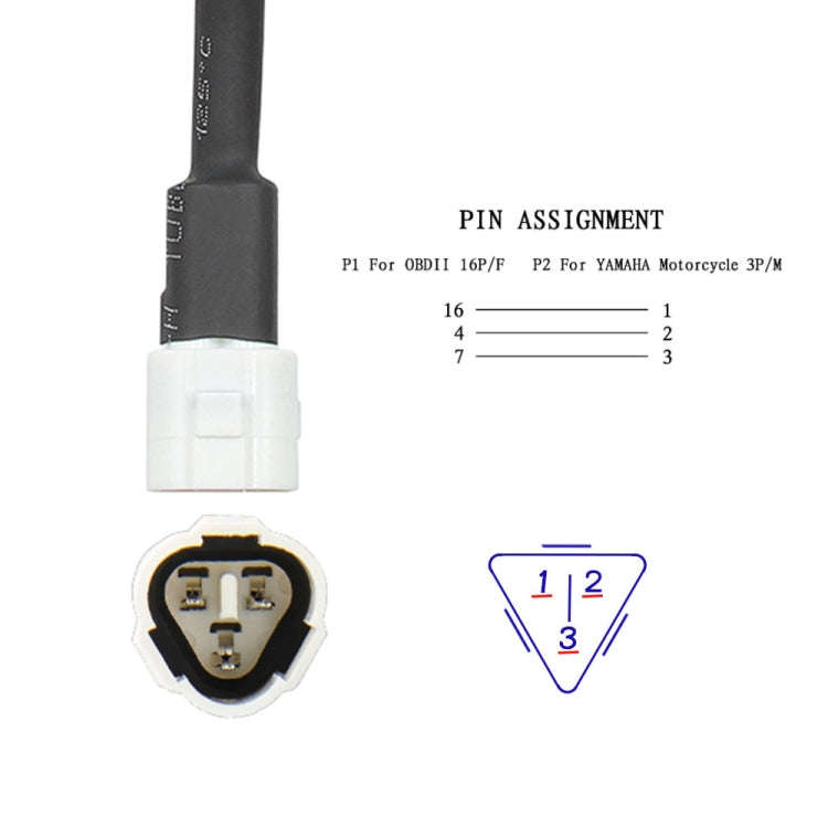Motorcycle OBD Female to 3PIN Connector Cable for Yamaha