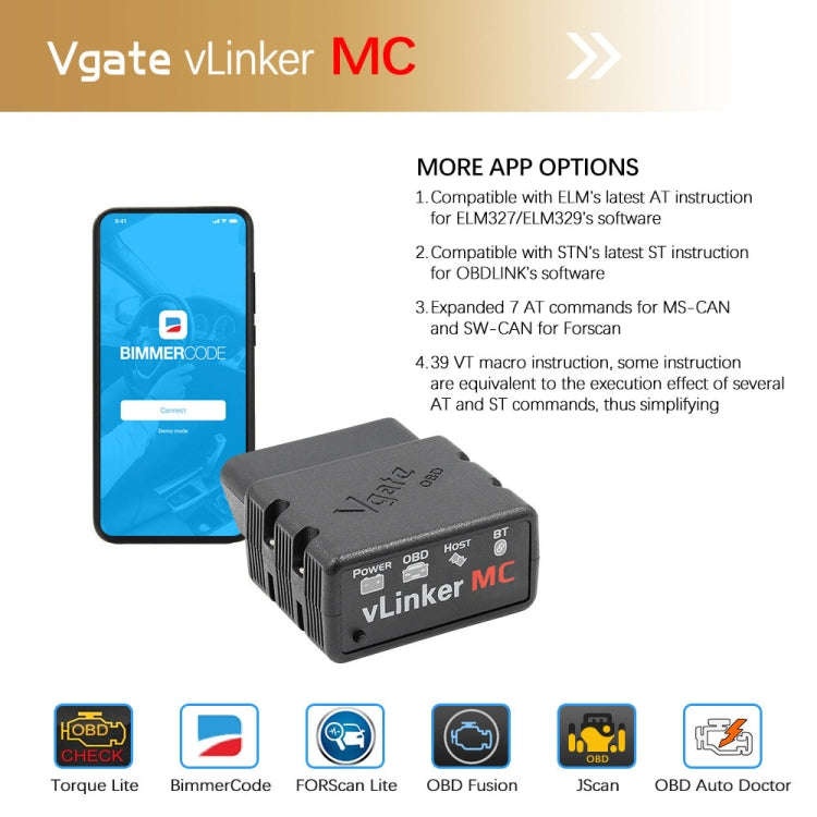 Vgate VLINKER MC V2.2 Bluetooth 3.0 Car OBD Fault Diagnosis Detector