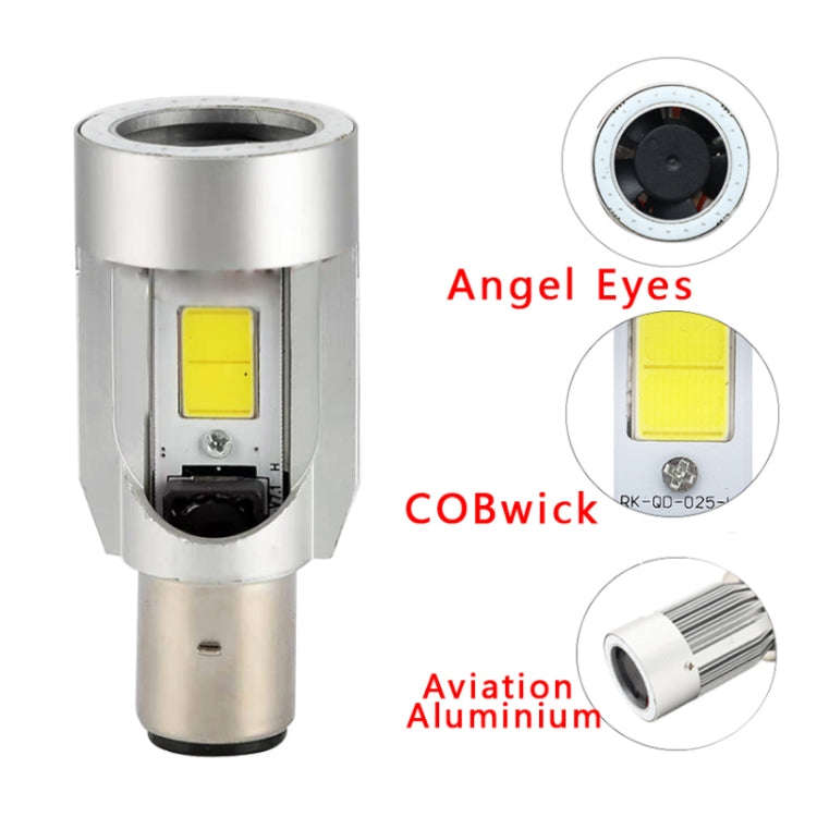 BA20D DC12-80V / 20W / 6000K / 2000LM Motorcycle Headlight with Angel Eyes (Red)