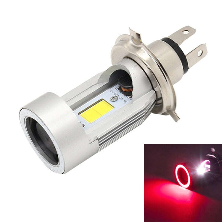 H4 DC12-80V / 20W / 6000K / 2000LM Motorcycle Headlight with Angel Eyes (Red)