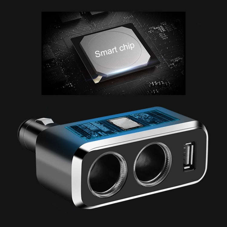SHUNWEI SD-1909 80W 0.8A Car 2 in 1 USB Charger 90 Degree Free Rotation Cigarette Lighter (White)