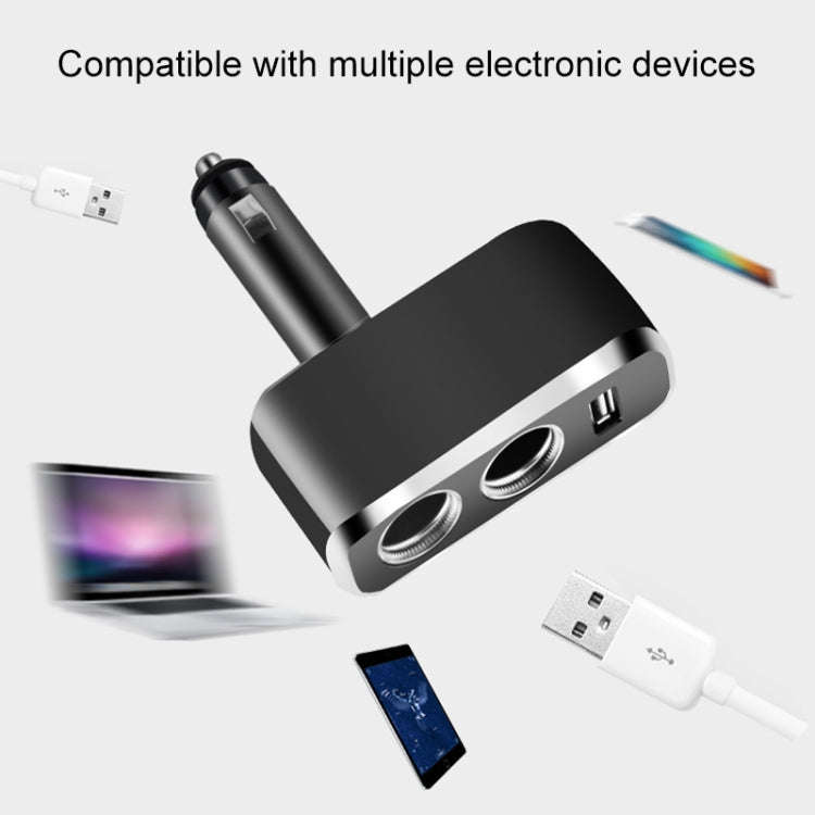 SHUNWEI SD-1909 80W 0.8A Car 2 in 1 USB Charger 90 Degree Free Rotation Cigarette Lighter (White)