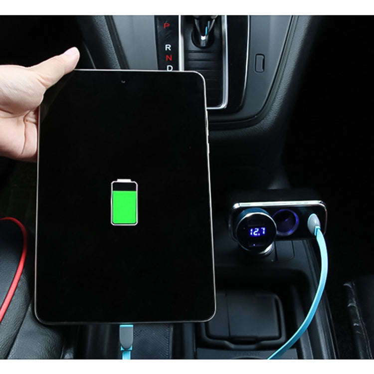 SHUNWEI SD-1909 80W 0.8A Car 2 in 1 USB Charger 90 Degree Free Rotation Cigarette Lighter (White)