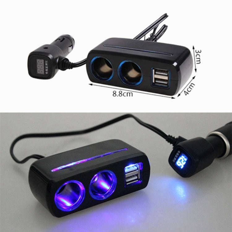 SHUNWEI SD-1928C 80W 3.1A Car 2 in 1 Dual USB Charger Cigarette Lighter with Voltage Detection