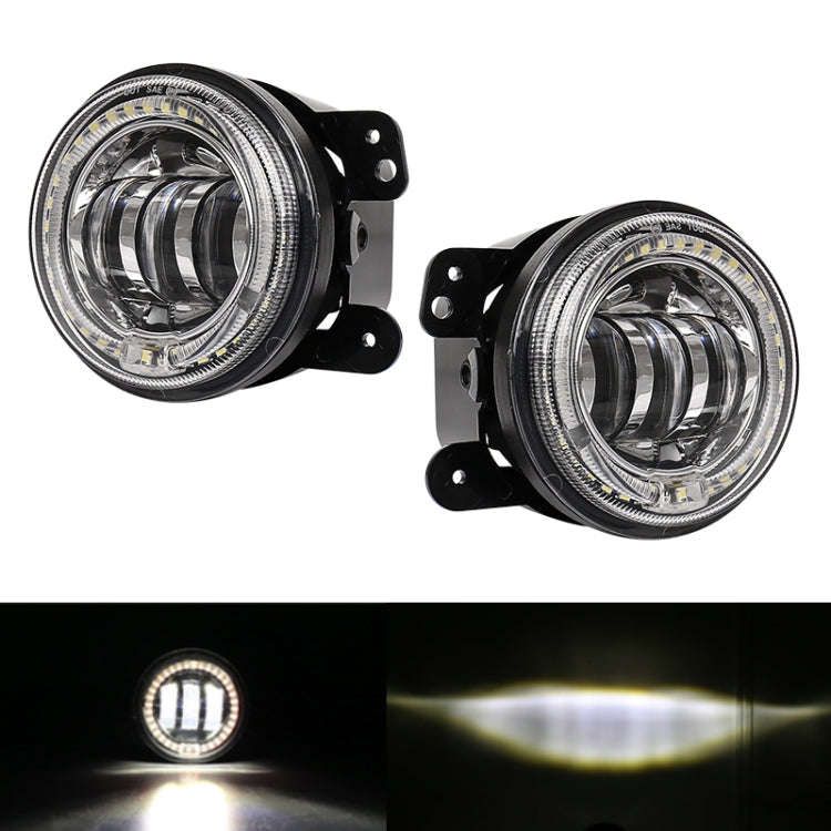 2 PCS DC12V-30V / 30W / 3A / 1440LM 12LEDs  4 inch Car LED Colorful Fog Light, Style: White Backg...