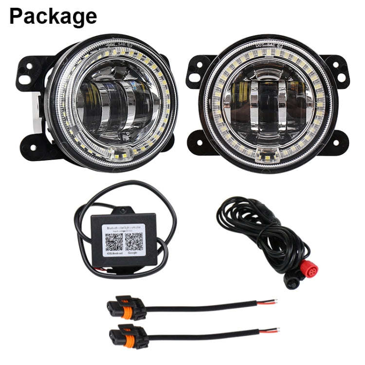 2 PCS DC12V-30V / 30W / 3A / 1440LM 12LEDs  4 inch Car LED Colorful Fog Light, Style: White Backg...