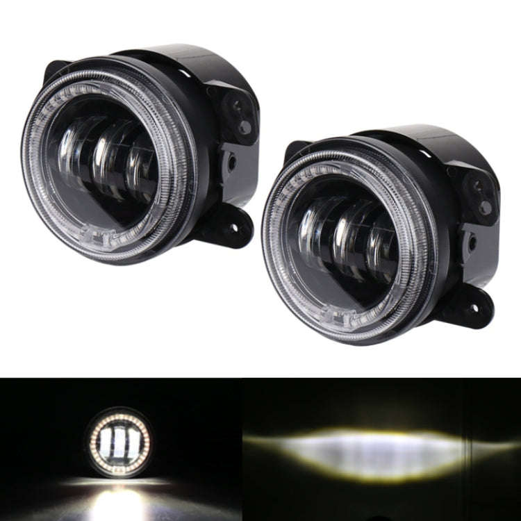 2 PCS DC12V-30V / 30W / 3A / 1440LM 12LEDs  4 inch Car LED Colorful Fog Light, Style: Black Backg...