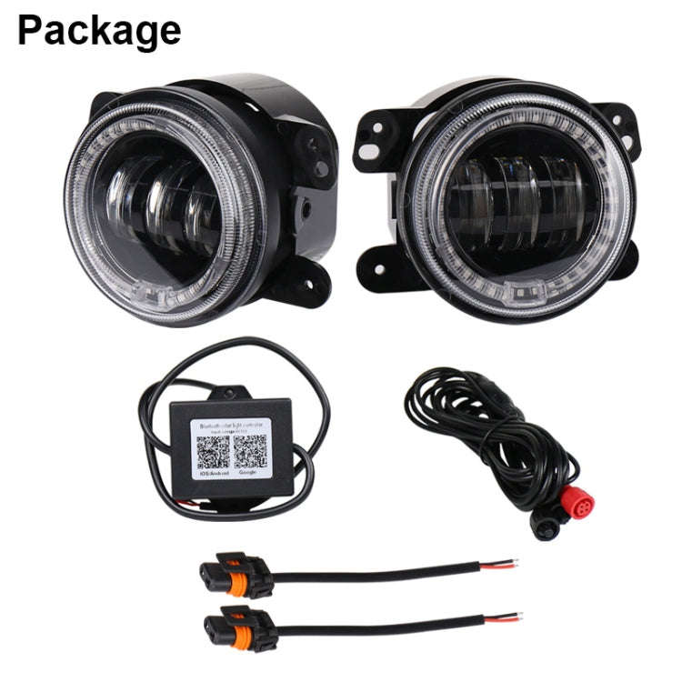 2 PCS DC12V-30V / 30W / 3A / 1440LM 12LEDs  4 inch Car LED Colorful Fog Light, Style: Black Backg...