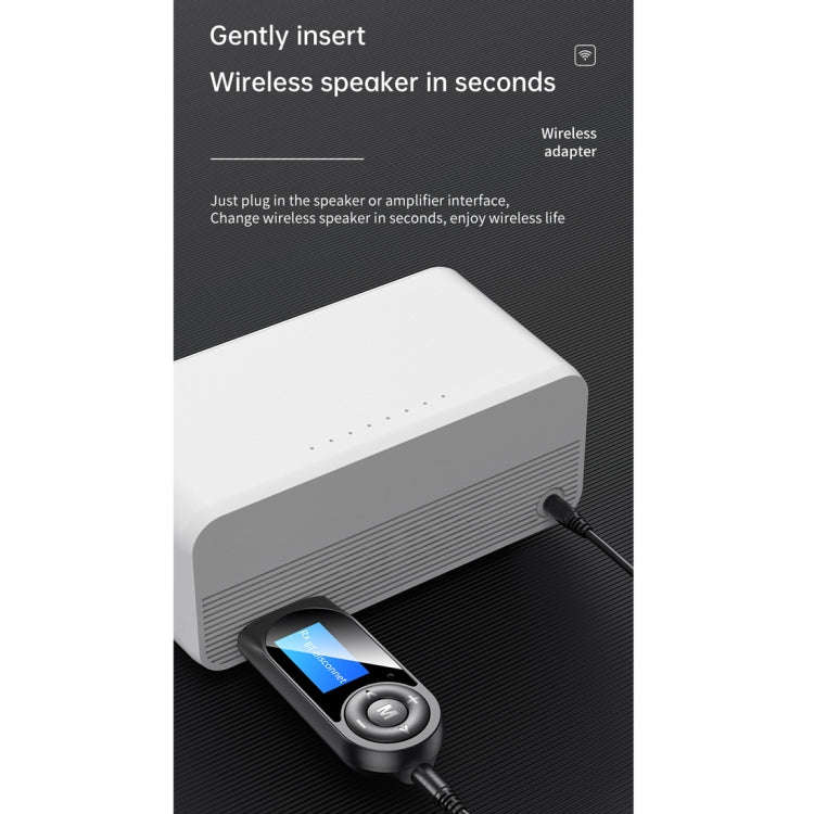 T-13 Bluetooth 5.0 LCD Digital Display Bluetooth Adapter Receiver Transmitter(Black)