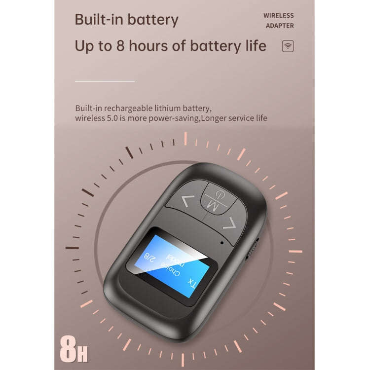 T-14 Bluetooth 5.0 2 In 1 LCD Digital Display Bluetooth Adapter Receiver Transmitter(Black)