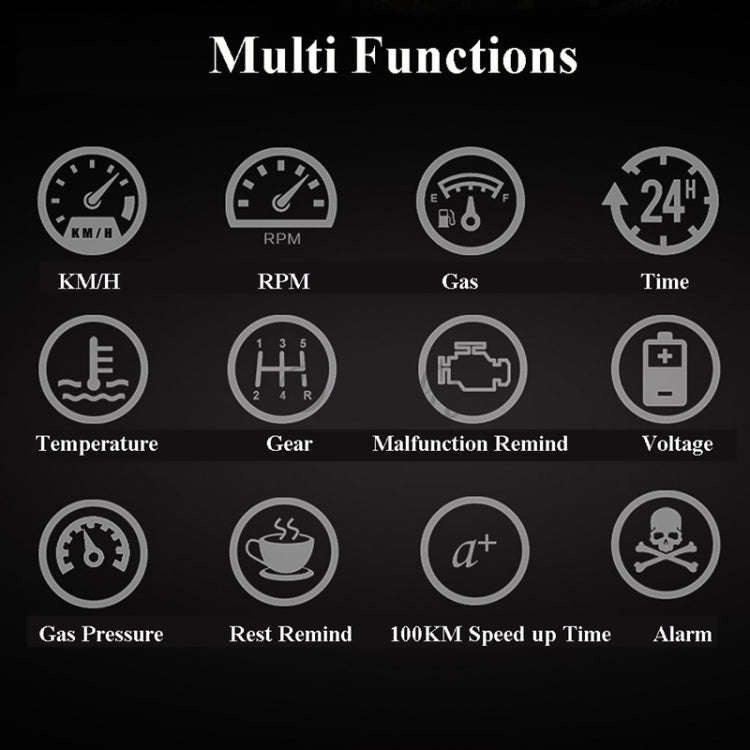 4E Car 5.5 inch OBD HUD Head-up Display Support Speed Alarm / Shift Reminder / Time Display