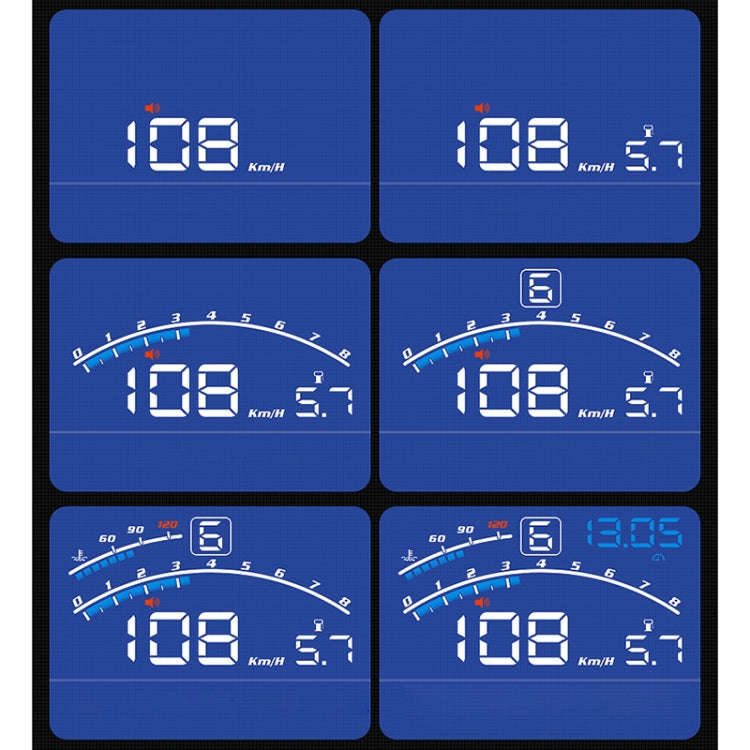4E Car 5.5 inch OBD HUD Head-up Display Support Speed Alarm / Shift Reminder / Time Display