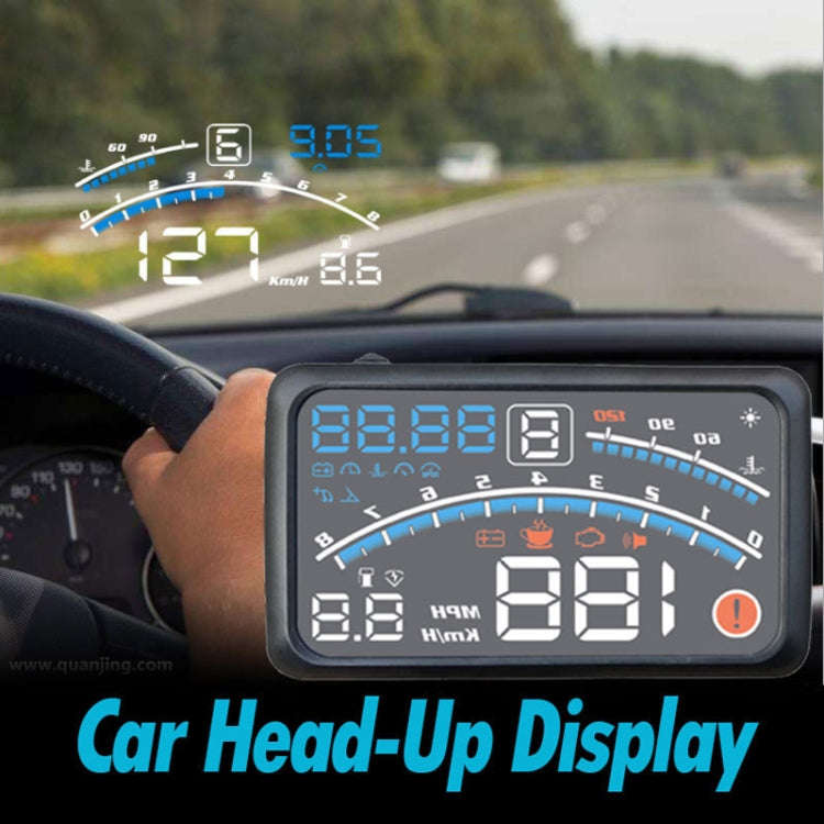4E Car 5.5 inch OBD HUD Head-up Display Support Speed Alarm / Shift Reminder / Time Display