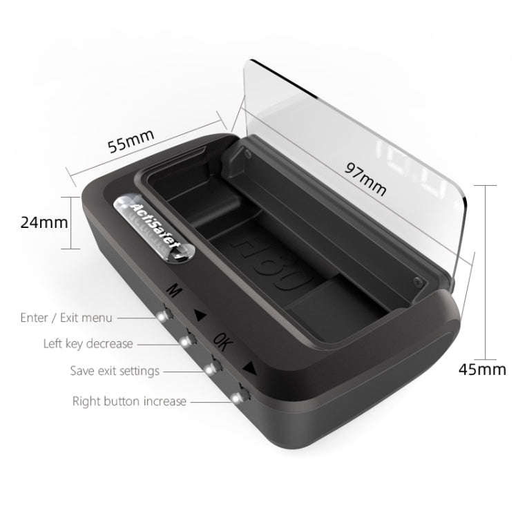 H80 Car 3.2 inch OBD HUD Head-up Display Support Engine Failure Alarm / Water Temperature Alarm V...