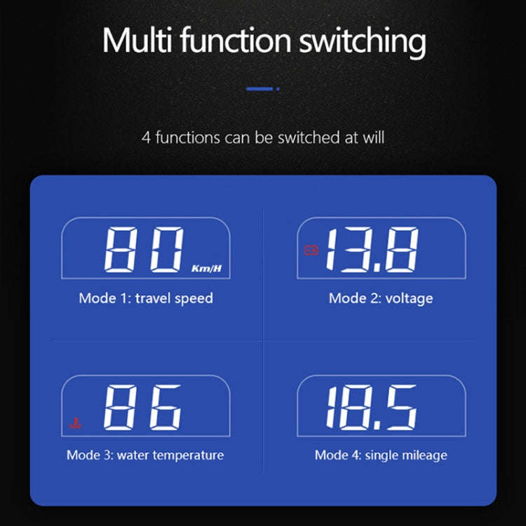 H80 Car 3.2 inch OBD HUD Head-up Display Support Engine Failure Alarm / Water Temperature Alarm V...