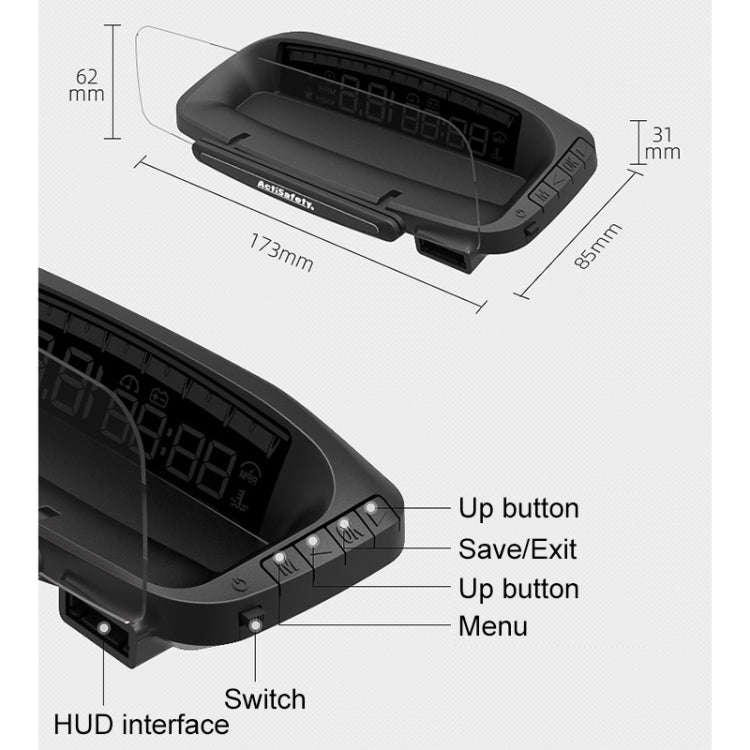 H402 Car 4 inch OBD Mode HUD Head-up Display Support Engine Failure Alarm / Water Temperature Ala...