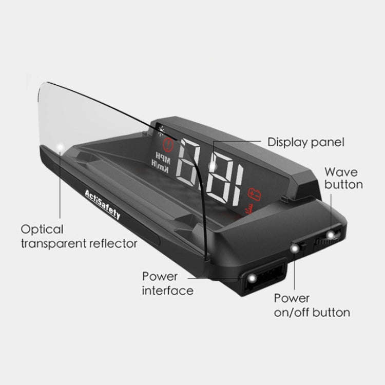 H408S Car 3.7 inch OBD Mode HUD Head-up Display Support Engine Failure Alarm / Water Temperature ...