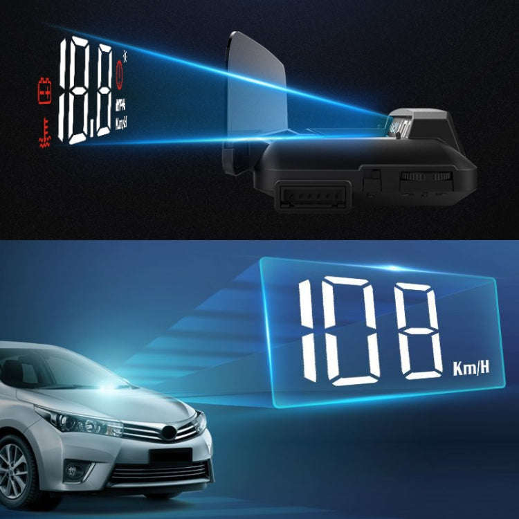 H408S Car 3.7 inch OBD Mode HUD Head-up Display Support Engine Failure Alarm / Water Temperature ...