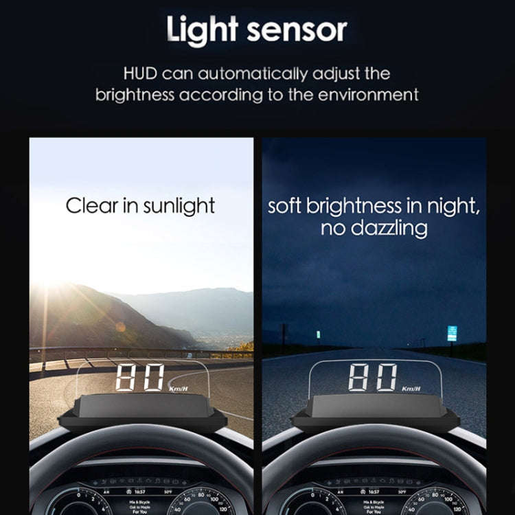 H408S Car 3.7 inch OBD Mode HUD Head-up Display Support Engine Failure Alarm / Water Temperature ...