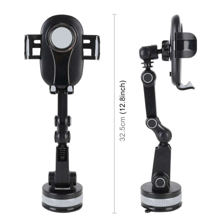 ZP-X0466 Car 360 Degree Rotating Telescopic Folding Round Suction Cup Mobile Phone Holder(Grey)