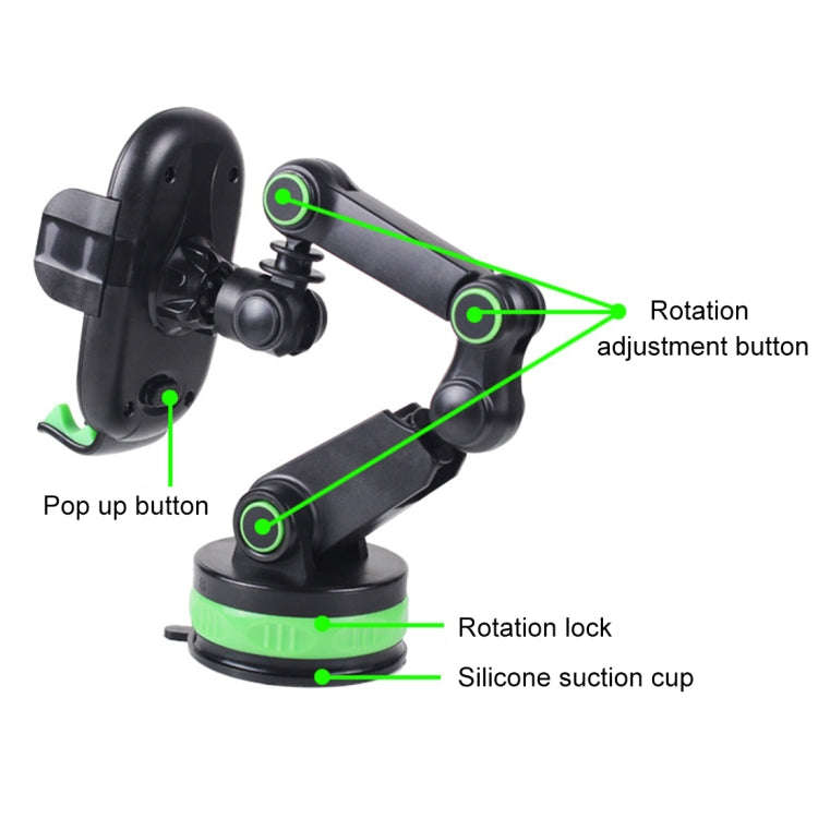 ZP-X0466 Car 360 Degree Rotating Telescopic Folding Round Suction Cup Mobile Phone Holder(Grey)